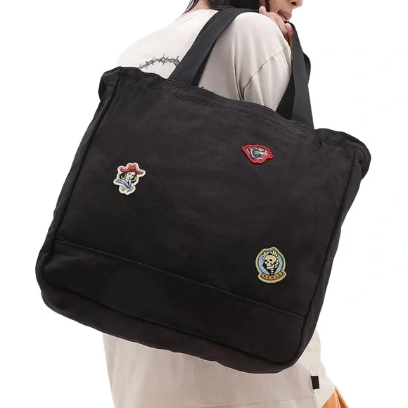 VANS Berle Tote Black Bag Cotton Unisex Size VN0A7PP8BLK - Picture 2 of 6